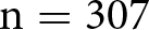 dollar sign n equals 307 dollar sign