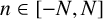 n element of negative upper N comma upper N