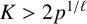 upper K greater than 2 p Superscript 1 divided by script l