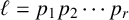 script l equals p 1 p 2 midline horizontal ellipsis p Subscript r Baseline