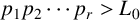 p 1 p 2 midline horizontal ellipsis p Subscript r Baseline greater than upper L 0