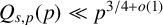 upper Q Subscript s comma p Baseline left parenthesis p right parenthesis much less than p Superscript 3 divided by 4 plus o left parenthesis 1 right parenthesis