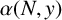 alpha left parenthesis upper N comma y right parenthesis