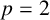 p equals 2