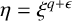 eta equals xi Superscript q plus epsilon