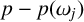 p minus p left parenthesis omega Subscript j Baseline right parenthesis
