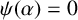 psi left parenthesis alpha right parenthesis equals 0