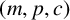 left parenthesis m comma p comma c right parenthesis