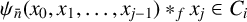 psi Subscript n overbar Baseline left parenthesis x 0 comma x 1 comma midline horizontal ellipsis comma x Subscript j minus 1 Baseline right parenthesis asterisk Subscript f Baseline x Subscript j element of upper C Subscript i