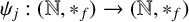 psi Subscript j Baseline colon left parenthesis double struck upper N comma asterisk Subscript f Baseline right parenthesis right arrow left parenthesis double struck upper N comma asterisk Subscript f Baseline right parenthesis