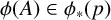 phi left parenthesis upper A right parenthesis element of phi Subscript asterisk Baseline left parenthesis p right parenthesis