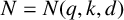 upper N equals upper N left parenthesis q comma k comma d right parenthesis