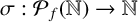 sigma colon upper P Subscript f Baseline left parenthesis double struck upper N right parenthesis right arrow double struck upper N