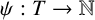 psi colon upper T right arrow double struck upper N
