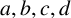 a comma b comma c comma d