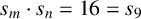 s Subscript m Baseline dot s Subscript n Baseline equals 16 equals s 9