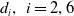 d Subscript i Baseline comma i equals 2 comma 6