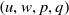 left parenthesis u comma w comma p comma q right parenthesis