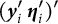 left parenthesis bold italic y prime Subscript i Baseline bold italic eta Subscript i Superscript prime Baseline right parenthesis prime