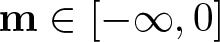 m element of left bracket minus infinity comma 0 right bracket