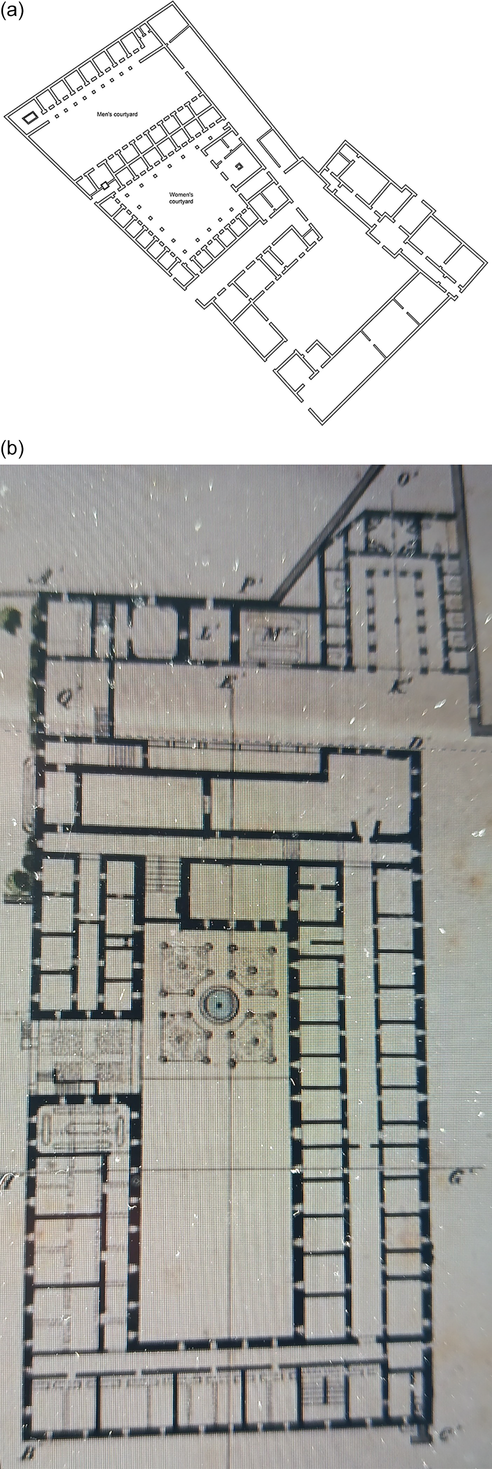 A detailed architectural plan of a psychiatric hospital from the late nineteenth century.