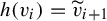h left parenthesis v Subscript i Baseline right parenthesis equals v Subscript i plus 1 Baseline overtilde
