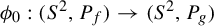 phi 0 colon left parenthesis upper S squared comma upper P Subscript f Baseline right parenthesis right arrow left parenthesis upper S squared comma upper P Subscript g Baseline right parenthesis