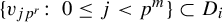 StartSet v Subscript j p Sub Superscript r Subscript Baseline colon 0 less than or equals j less than p Superscript m Baseline EndSet subset of upper D Subscript i