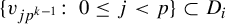 StartSet v Subscript j p Sub Superscript k minus 1 Subscript Baseline colon 0 less than or equals j less than p EndSet subset of upper D Subscript i