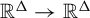 double struck upper R Superscript upper Delta Baseline right arrow double struck upper R Superscript upper Delta