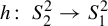 h colon upper S 2 squared right arrow upper S 1 squared