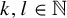 k comma l element of double struck upper N