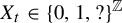 upper X Subscript t Baseline element of left brace 0 comma 1 comma question mark right brace Superscript double struck upper Z