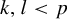 k comma l less than p