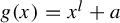 g left parenthesis x right parenthesis equals x Superscript l Baseline plus a