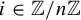 i element of double struck upper Z divided by n double struck upper Z