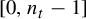 0 comma n Subscript t Baseline minus 1