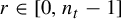 r element of 0 comma n Subscript t Baseline minus 1