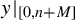 y vertical bar Subscript 0 comma n plus upper M Baseline