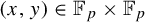 left parenthesis x comma y right parenthesis element of upper F Subscript p Baseline times upper F Subscript p