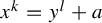x Superscript k Baseline equals y Superscript l Baseline plus a