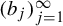 left parenthesis b Subscript j Baseline right parenthesis Subscript j equals 1 Superscript infinity