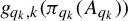 g Subscript q Sub Subscript k Subscript comma k Baseline left parenthesis pi Subscript q Sub Subscript k Subscript Baseline left parenthesis upper A Subscript q Sub Subscript k Subscript Baseline right parenthesis right parenthesis