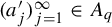 left parenthesis a prime Subscript j right parenthesis Subscript j equals 1 Superscript infinity Baseline element of upper A Subscript q