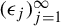 left parenthesis epsilon Subscript j Baseline right parenthesis Subscript j equals 1 Superscript infinity