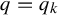 q equals q Subscript k