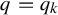q equals q Subscript k
