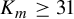 upper K Subscript m Baseline greater than or equals 31