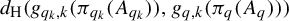 d Subscript normal upper H Baseline left parenthesis g Subscript q Sub Subscript k Subscript comma k Baseline left parenthesis pi Subscript q Sub Subscript k Subscript Baseline left parenthesis upper A Subscript q Sub Subscript k Subscript Baseline right parenthesis right parenthesis comma g Subscript q comma k Baseline left parenthesis pi Subscript q Baseline left parenthesis upper A Subscript q Baseline right parenthesis right parenthesis right parenthesis