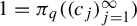 1 equals pi Subscript q Baseline left parenthesis left parenthesis c Subscript j Baseline right parenthesis Subscript j equals 1 Superscript infinity Baseline right parenthesis